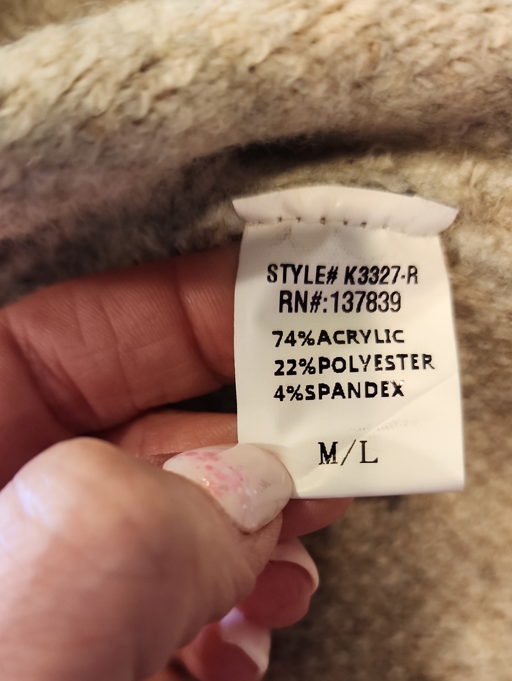 NWOT Dreamers Beige and Gray Women's Cardigan, Size Medium/Large - Picture 4 of 5